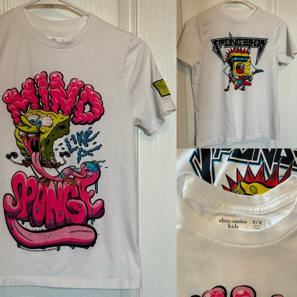 NEW (2 tees) Abercrombie Kids X SpongeBob size 11/12
